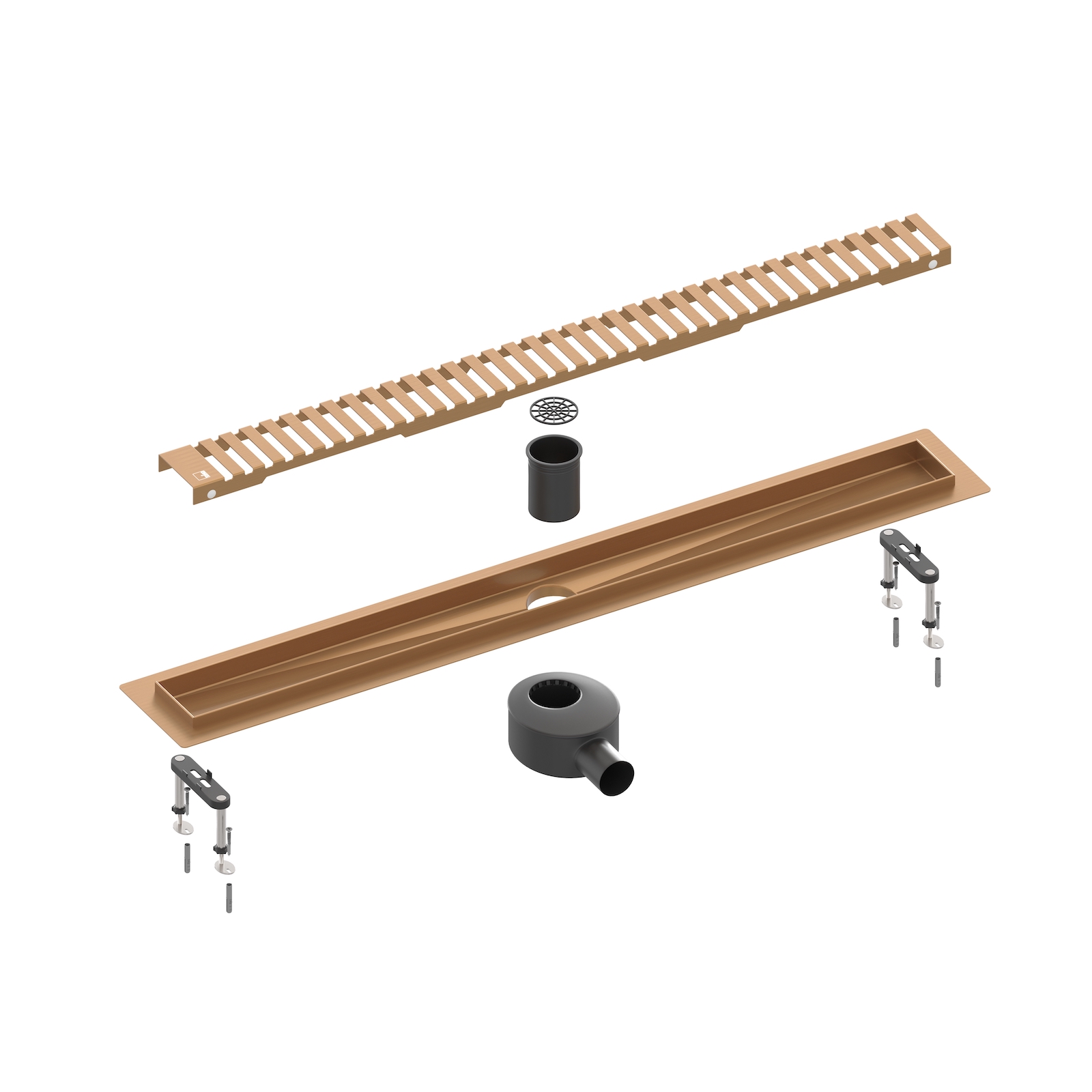 Душевой лоток TIMO Drain System 900 с вставкой "lines", Розовое золото