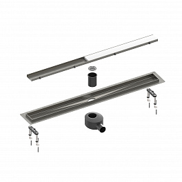 Душевой лоток TIMO Drain System 900 с двусторонней панелью "plate" под плитку, Черное золото
