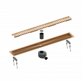 Душевой лоток TIMO Drain System 900 с вставкой "lines", Розовое золото